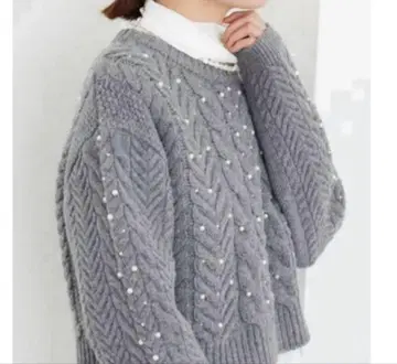 IENA 펄 장식 케이블 풀오버