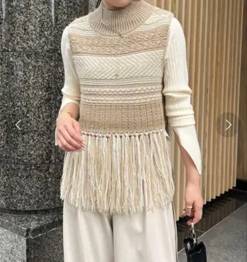 얇은 소재의 피치 웨이드 니트 베스트 ONESIZE