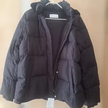 GLOBAL WORK 블랙 후드 부착 숏 다운 미사용 새상품