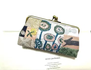 미나 페르호넨 핑크 계열 패치워크 가마구치 파우치 핸드메이드 m24