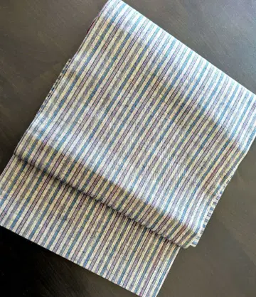 명주 줄무늬 패턴 나고야 오비 미사용