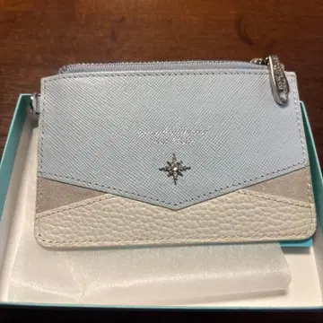 라이트 블루 합성 피혁 카드 케이스