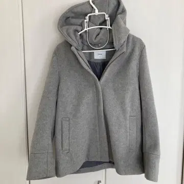 Discoat 후드 부착 그레이 울 코트