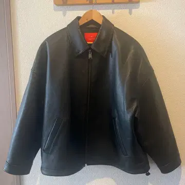 블랙 가죽 오버 사이즈 자켓