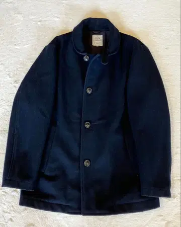 빔즈 울 네이비 피코트 5버튼 남성용 XL 후드 부착