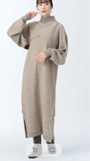 BEAMS HEART 레이어드 니트 원피스 (세트 아이템)