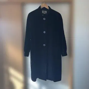 REGENCE 실크 100% 블랙 장미 자수 롱 코트