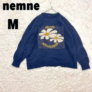 nemne 네넨네 (M) 샤기 니트 꽃 모티브 스웨터