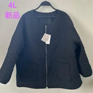 [ 빅 사이즈 4L ] 미사용 새상품 택 포함 블랙 퀼팅 자켓 꽃 루즈핏