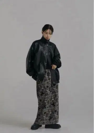 Louren 컷 자카드 코쿤 스커트 롱 스커트