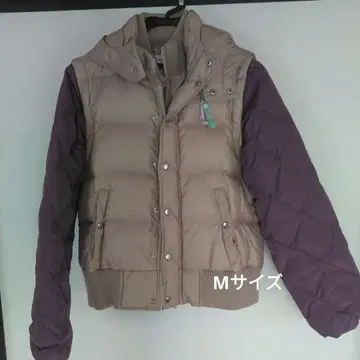 후드 부착 다운 자켓 베이지 퍼플