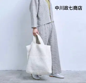 미사용 새상품 나카가와 마사시치 상점/와시실로 만든 세로 긴 백 화이트