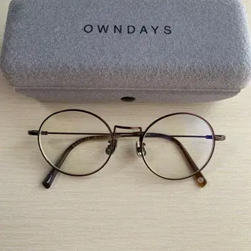 OWNDAYS 골드 라운드 안경 케이스 포함
