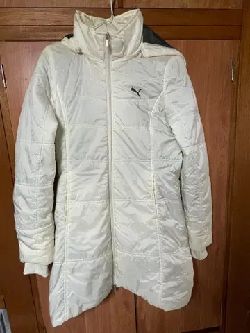 PUMA 후드 부착 롱 다운 자켓 M 화이트