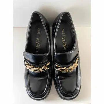 HARUTA Juze 통굽 로퍼 골드 체인 비트 23.5