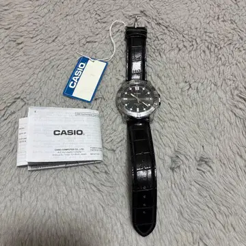 CASIO 손목시계 50M 방수 블랙 다이얼 가죽