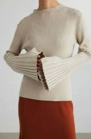 스타일 믹서기 벨 슬리브 리브 니트