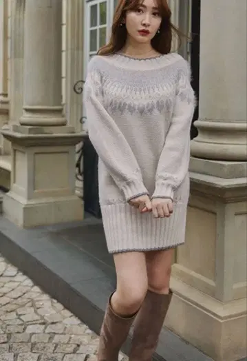 herlipto Heart Fair Isle Knit Mini Dress