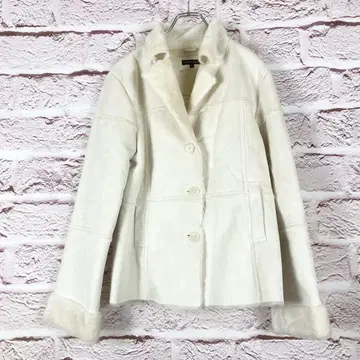 r441 POSH BOY 화이트 무스탕 자켓 퍼 포함 L