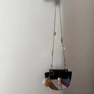 멀티 컬러 니코짱 마크 스마일 썬더 스트라이프 숄더백