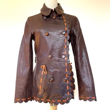 가격 인하 모스키노 MOSCHINO 가죽 자켓 코트 브라운