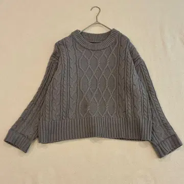 a.n.e 스웨터 아란 무늬풍 38 그레이 고급 성인 니트 [ e7 ]