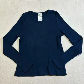 로라 애슐리 리브 니트 긴팔 티셔츠 코튼 100% 네이비 S 사이즈