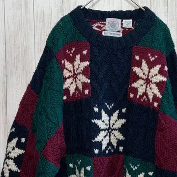 [ 울 100% 인기 ] 노르딕 무늬 올 패턴 빈티지 니트 XL