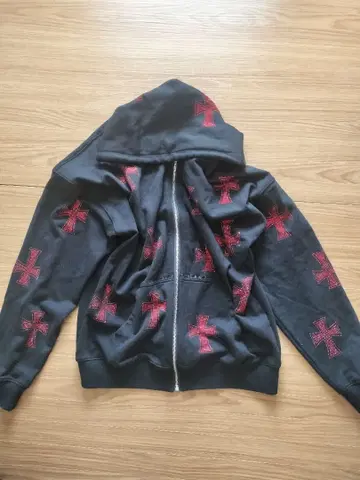 unknown 빨간색 십자가 자수 후드티 M 사이즈