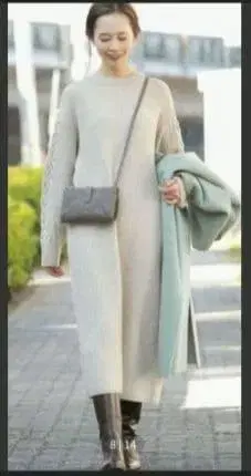 URBAN RESEARCH ROSSO 편 소매 케이블 니트 원피스