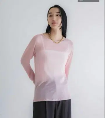 crewre / 실크 블렌드 보트넥 롱 T 페일 핑크