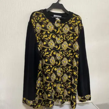 새상품급 이탈모다 실크, 울 고져스 패턴 이탈리아제 가디건 42