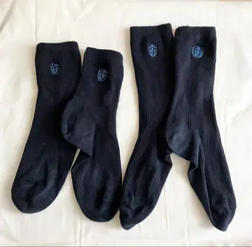 스쿨 삭스 지정 네이비 블루 자수 2족 세트