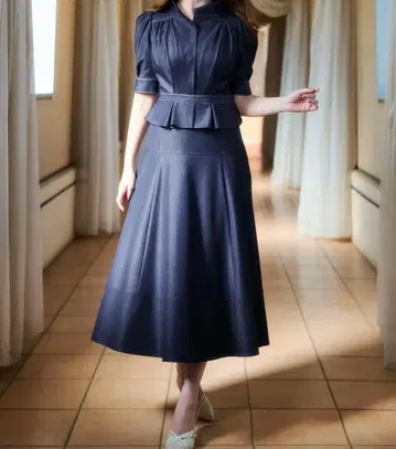 Her lip to Menton 데님 셔츠 드레스