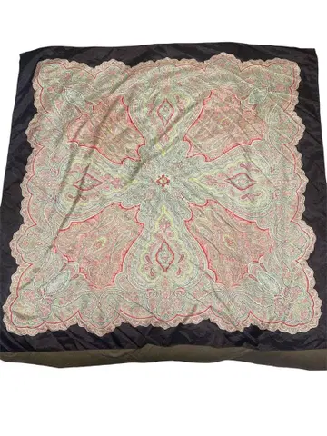 비어즐리 스카프 스톨 대형 얇은 소재 브라운 페이즐리 무늬 큰