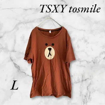 TSXY Tosmile 반팔 T셔츠 U넥 스트레치 소재 브라운