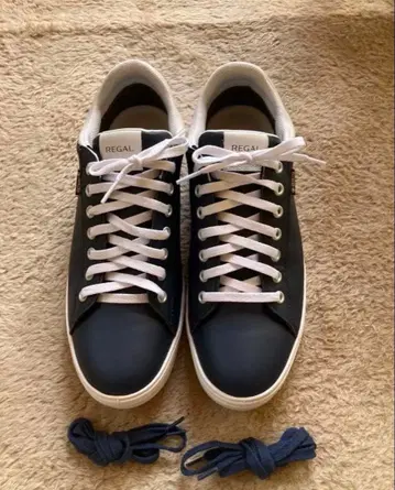 REGAL 리갈 가죽 스니커즈 네이비 25.5cm 여분 끈 포함
