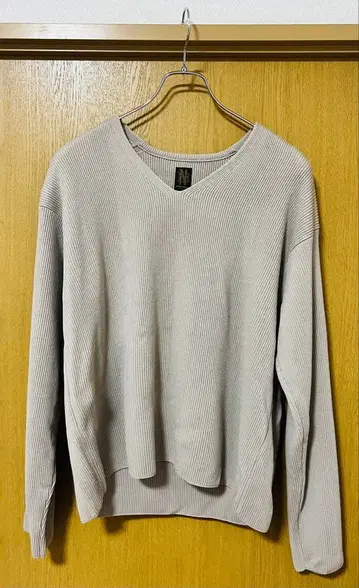[BATONER] 울 니트 v넥 리브라인 무지