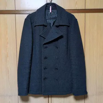 울 혼방 다크 그레이 피 코트