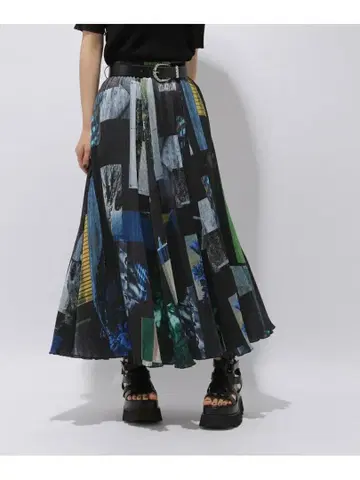 HARE 포토 콜라주 플리츠 스커트 미사용 새상품 택 포함 하레 모드