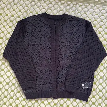 새상품급 HUG.U 크로셰 가디건 블랙 하그유 긴팔