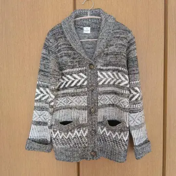 HeartMarket 기하학 패턴 가디건 긴팔 그레이 계열