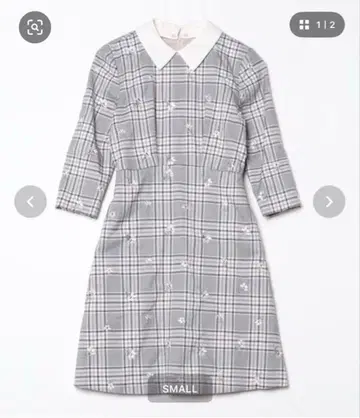 JILLSTUART 그레이 체크 무늬 꽃무늬 자수 원피스 S 사이즈