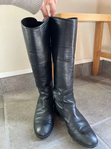 REGAL 블랙 천연 가죽 롱 부츠 23.5cm