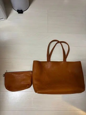 SLOW 브라운 토트백 파우치 포함