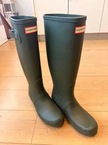 HUNTER 다크 그린 롱 부츠 UK 5