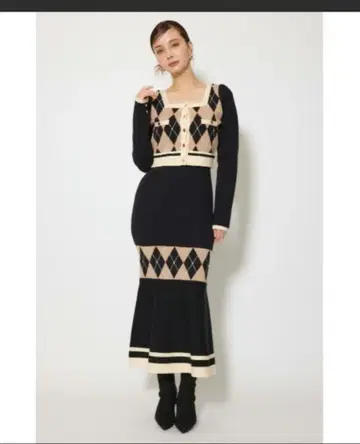 신상 아가일 바이컬러 가디건 세트 니트 원피스 가을 옷 겨울