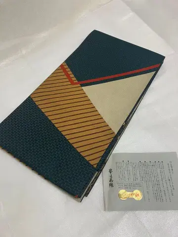 후쿠로 오비 니시진 비단 기하학 패턴 양면 전면 패턴 긴 길이