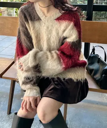 Kastane 샤기 패턴 니트 아이보리