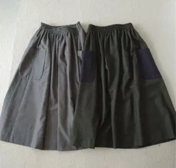 아틀리에 나루세 울 스커트 카키 새상품급